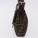 FENDI Zucca Canvas Mamma Baguette Shoulder Bag Brown Silver Auth BA14206SAV-3