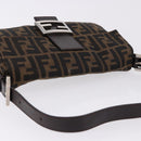FENDI Zucca Canvas Mamma Baguette Shoulder Bag Brown Silver Auth BA14206SAV-6