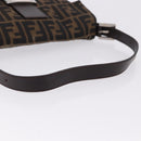 FENDI Zucca Canvas Mamma Baguette Shoulder Bag Brown Silver Auth BA14206SAV-7