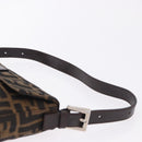 FENDI Zucca Canvas Mamma Baguette Shoulder Bag Brown Silver Auth BA14206SAV-14