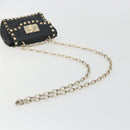 VALENTINO Studs Chain Shoulder Bag Leather Black Gold Auth BA14207A-7