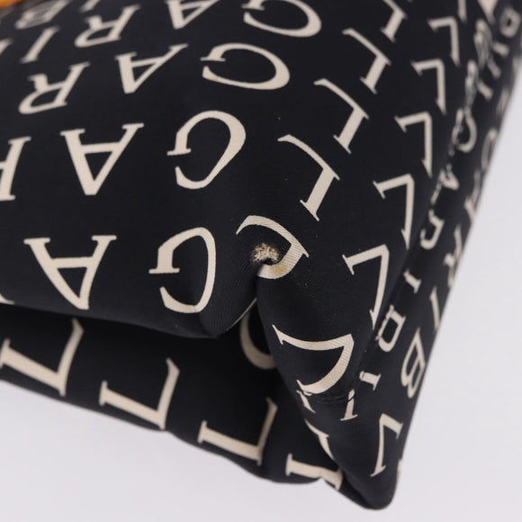 BVLGARI Logo Mania Tote Bag Nylon Black Orange Auth BA14208
