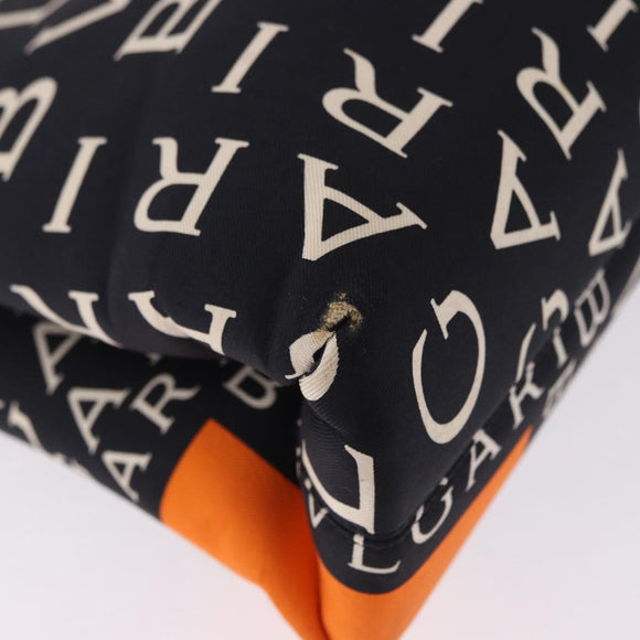 BVLGARI Logo Mania Tote Bag Nylon Black Orange Auth BA14208