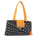 BVLGARI Logo Mania Tote Bag Nylon Black Orange Auth BA14208-1