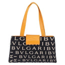 BVLGARI Logo Mania Tote Bag Nylon Black Orange Auth BA14208-2