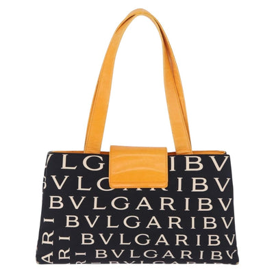 BVLGARI Logo Mania Tote Bag Nylon Black Orange Auth BA14208 - 0