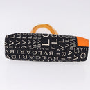 BVLGARI Logo Mania Tote Bag Nylon Black Orange Auth BA14208-5