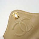 CHANEL Matelasse Chain Shoulder Bag Lamb Skin Beige Gold CC Auth BA14209A-16