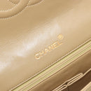 CHANEL Matelasse Chain Shoulder Bag Lamb Skin Beige Gold CC Auth BA14209A-17