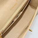 CHANEL Matelasse Chain Shoulder Bag Lamb Skin Beige Gold CC Auth BA14209A-18