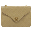 CHANEL Matelasse Chain Shoulder Bag Lamb Skin Beige Gold CC Auth BA14209A-2