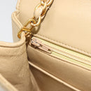 CHANEL Matelasse Chain Shoulder Bag Lamb Skin Beige Gold CC Auth BA14209A-21
