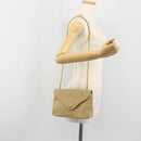 CHANEL Matelasse Chain Shoulder Bag Lamb Skin Beige Gold CC Auth BA14209A-25