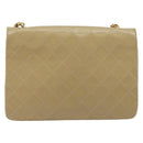 CHANEL Matelasse Chain Shoulder Bag Lamb Skin Beige Gold CC Auth BA14209A-3