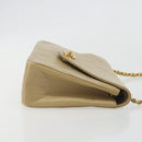 CHANEL Matelasse Chain Shoulder Bag Lamb Skin Beige Gold CC Auth BA14209A-4