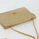 CHANEL Matelasse Chain Shoulder Bag Lamb Skin Beige Gold CC Auth BA14209A-6