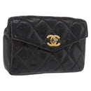 CHANEL Matelasse Waist bag Lamb Skin Red Gold CC Auth BA14211-1