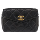 CHANEL Matelasse Waist bag Lamb Skin Red Gold CC Auth BA14211-13