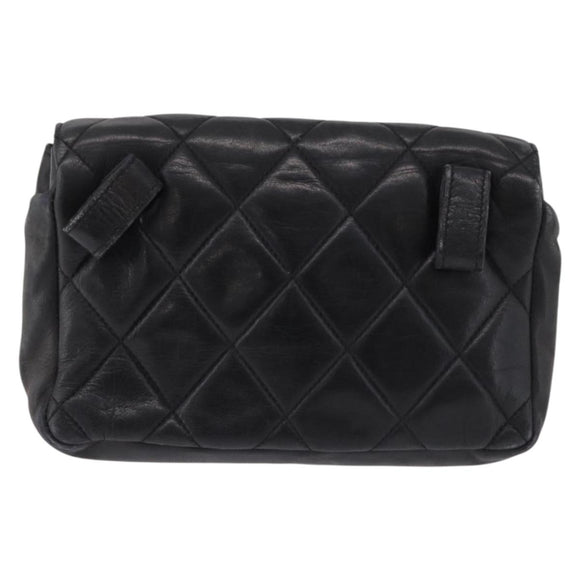 CHANEL Matelasse Waist bag Lamb Skin Red Gold CC Auth BA14211