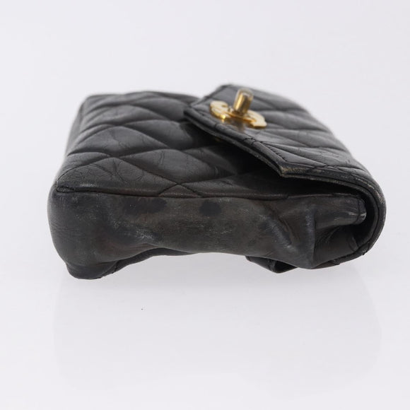CHANEL Matelasse Waist bag Lamb Skin Red Gold CC Auth BA14211