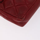CHANEL Matelasse Waist Bag Lamb Skin Red Gold CC Auth BA14212-15