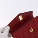 CHANEL Matelasse Waist Bag Lamb Skin Red Gold CC Auth BA14212-9