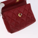 CHANEL Matelasse Waist Bag Lamb Skin Red Gold CC Auth BA14212-10