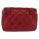 CHANEL Matelasse Waist Bag Lamb Skin Red Gold CC Auth BA14212-2