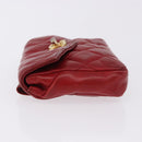 CHANEL Matelasse Waist Bag Lamb Skin Red Gold CC Auth BA14212-4
