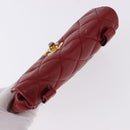 CHANEL Matelasse Waist Bag Lamb Skin Red Gold CC Auth BA14212-5