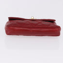 CHANEL Matelasse Waist Bag Lamb Skin Red Gold CC Auth BA14212-6