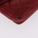 CHANEL Matelasse Waist Bag Lamb Skin Red Gold CC Auth BA14212-7