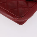 CHANEL Matelasse Waist Bag Lamb Skin Red Gold CC Auth BA14212-14