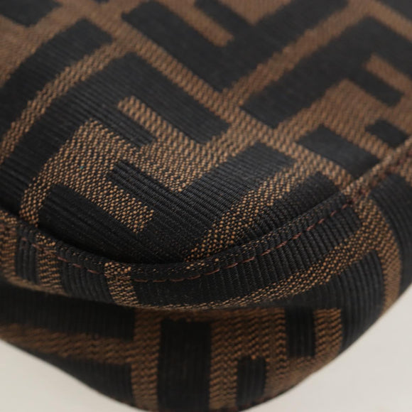 FENDI Zucca Canvas Mamma Baguette Shoulder Bag Brown Black Auth BA14215V