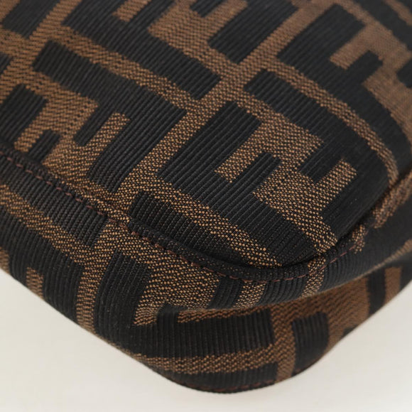 FENDI Zucca Canvas Mamma Baguette Shoulder Bag Brown Black Auth BA14215V