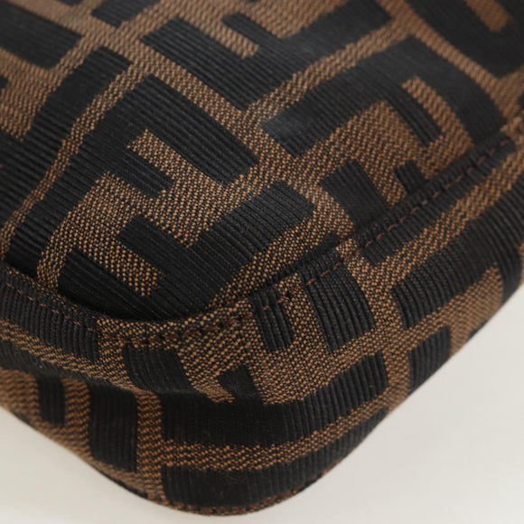 FENDI Zucca Canvas Mamma Baguette Shoulder Bag Brown Black Auth BA14215V