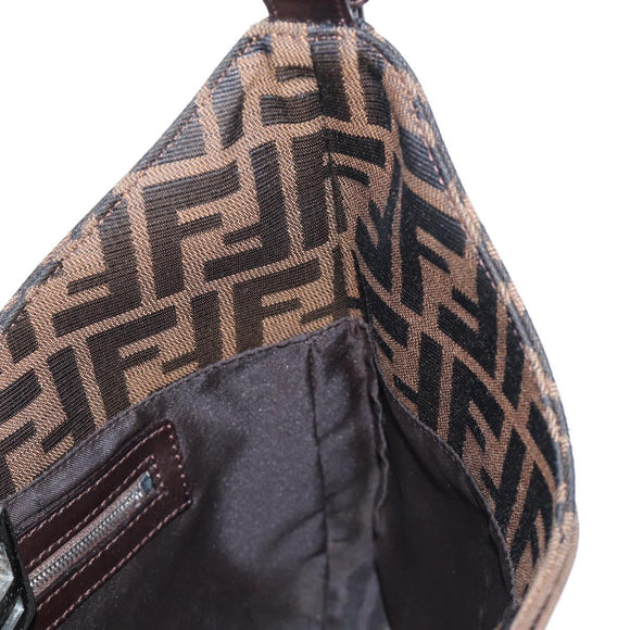 FENDI Zucca Canvas Mamma Baguette Shoulder Bag Brown Black Auth BA14215V