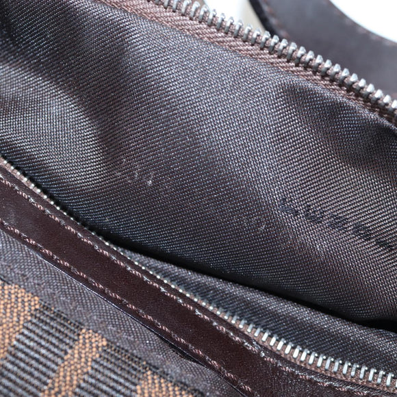 FENDI Zucca Canvas Mamma Baguette Shoulder Bag Brown Black Auth BA14215V