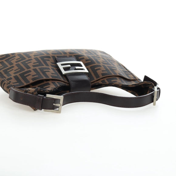 FENDI Zucca Canvas Mamma Baguette Shoulder Bag Brown Black Auth BA14215V