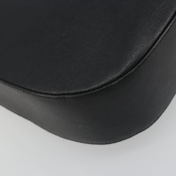 Salvatore Ferragamo Gancini Shoulder Bag Leather Black Silver Auth BA14216