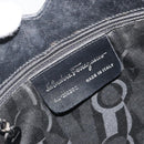 Salvatore Ferragamo Gancini Shoulder Bag Leather Black Silver Auth BA14216-16