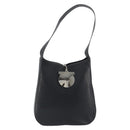 Salvatore Ferragamo Gancini Shoulder Bag Leather Black Silver Auth BA14216-2
