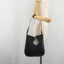 Salvatore Ferragamo Gancini Shoulder Bag Leather Black Silver Auth BA14216-22