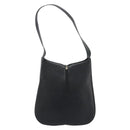 Salvatore Ferragamo Gancini Shoulder Bag Leather Black Silver Auth BA14216-3