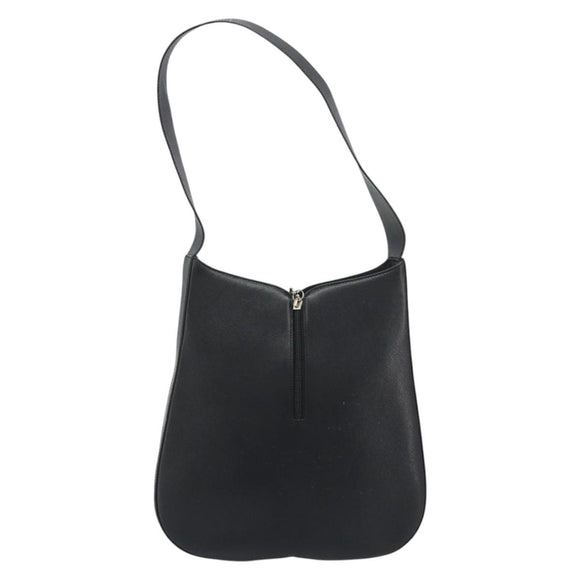 Salvatore Ferragamo Gancini Shoulder Bag Leather Black Silver Auth BA14216