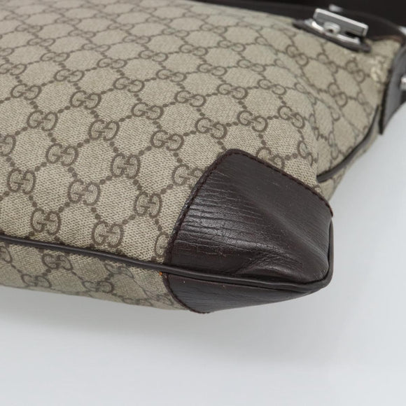 GUCCI GG Supreme Shoulder Bag PVC Beige Silver 148476 Auth BA14217