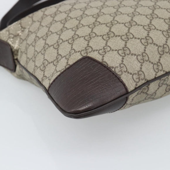 GUCCI GG Supreme Shoulder Bag PVC Beige Silver 148476 Auth BA14217