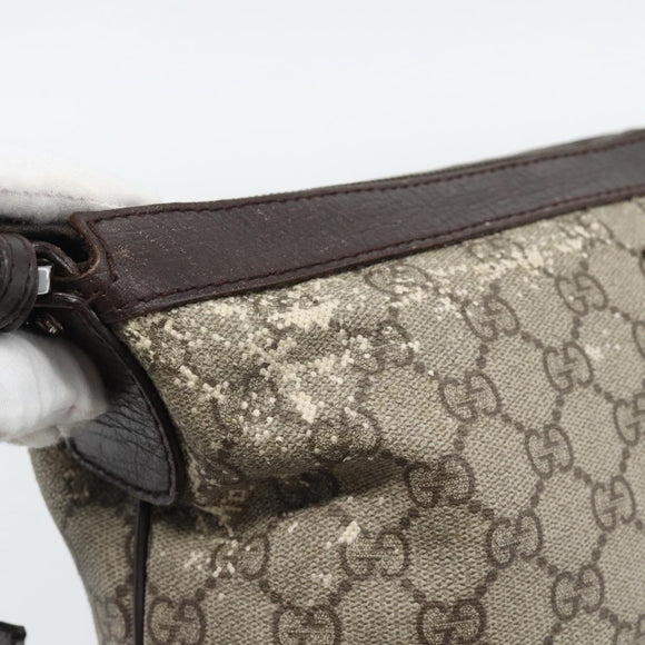 GUCCI GG Supreme Shoulder Bag PVC Beige Silver 148476 Auth BA14217