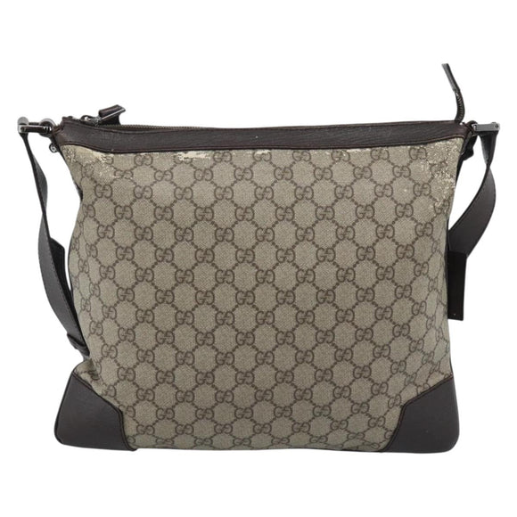 GUCCI GG Supreme Shoulder Bag PVC Beige Silver 148476 Auth BA14217