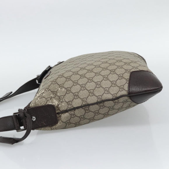 GUCCI GG Supreme Shoulder Bag PVC Beige Silver 148476 Auth BA14217